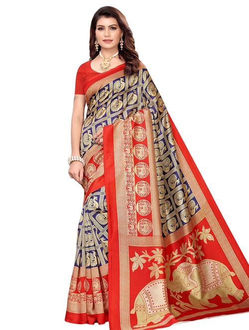 conversational printed saree with blouse - 16741806 - Very Small Image - 1