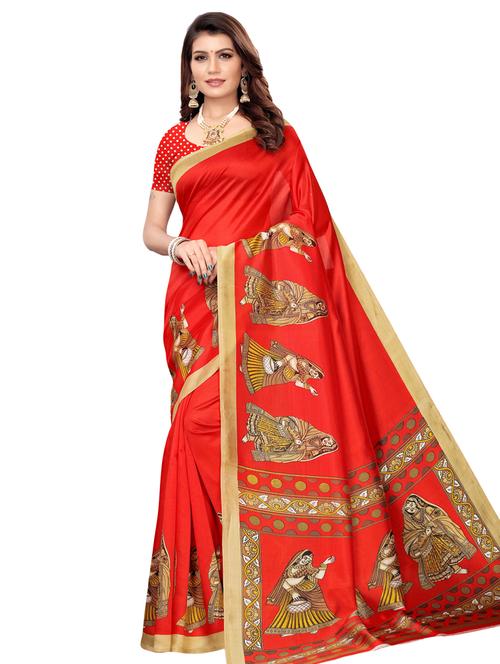 conversational printed saree with blouse - 16741809 - Very Small Image - 1