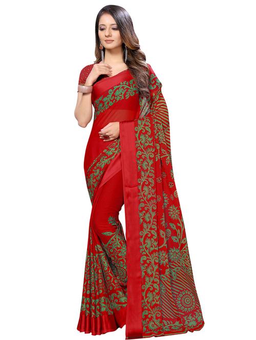 floral printed saree with blouse - 16741822 - Very Small Image - 1