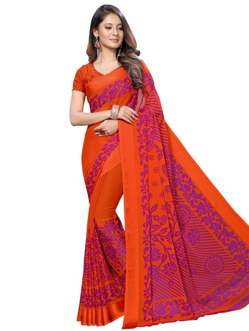 floral printed saree with blouse - 16741824 - Very Small Image - 1