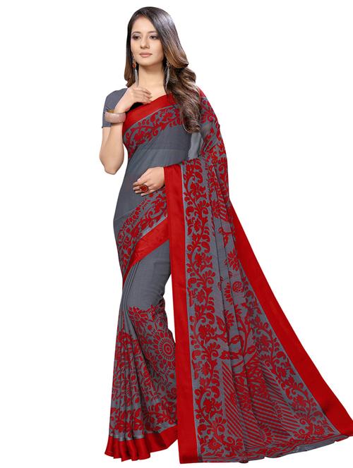 floral printed saree with blouse - 16741825 - Very Small Image - 1