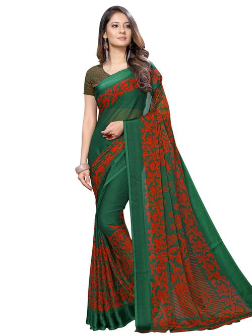 floral printed saree with blouse - 16741826 - Very Small Image - 1