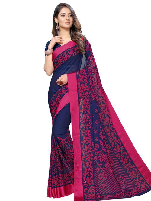 floral printed saree with blouse - 16741830 - Very Small Image - 1