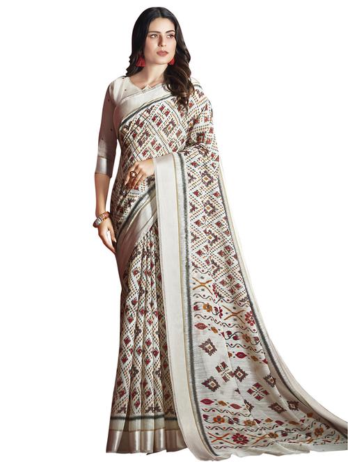 ikat printed saree with blouse - 16741871 - Very Small Image - 1