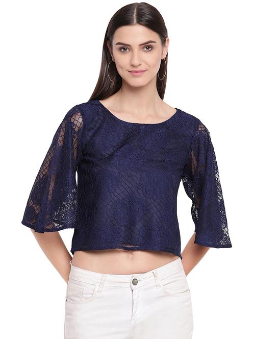 round neck laced top - 16741944 - Very Small Image - 1