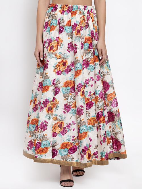 printed silk blend long skirt - 16742026 - Very Small Image - 1