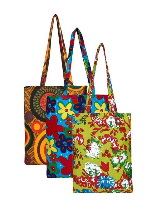 multi colored canvas combo shopping bag - 16742108 - Very Small Image - 1
