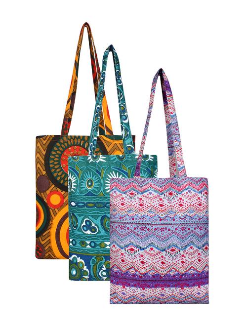 multi colored canvas combo shopping bag - 16742116 - Very Small Image - 1