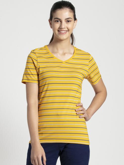 v neck striped tee - 16742223 - Very Small Image - 1
