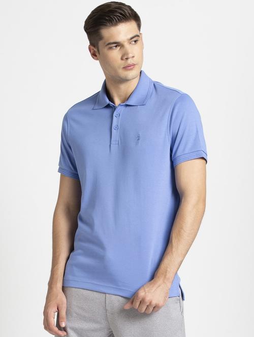 light blue solid polo t-shirt - 16743023 - Very Small Image - 1