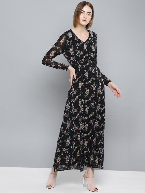long sleeved floral maxi dress - 16743441 - Very Small Image - 1