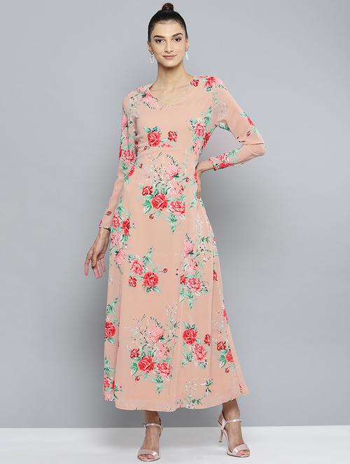 long sleeved floral maxi dress - 16743442 - Very Small Image - 1