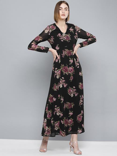 long sleeved floral maxi dress - 16743444 - Very Small Image - 1