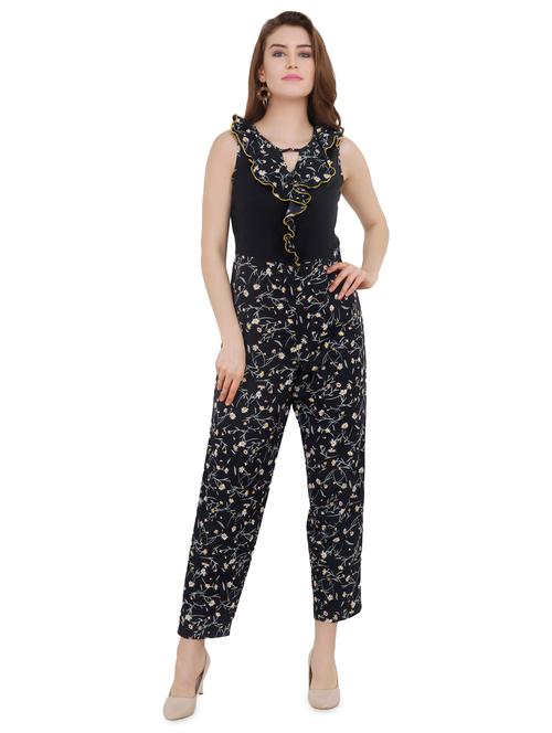 ruffle detail floral full leg jumpsuit - 16744041 - Very Small Image - 1