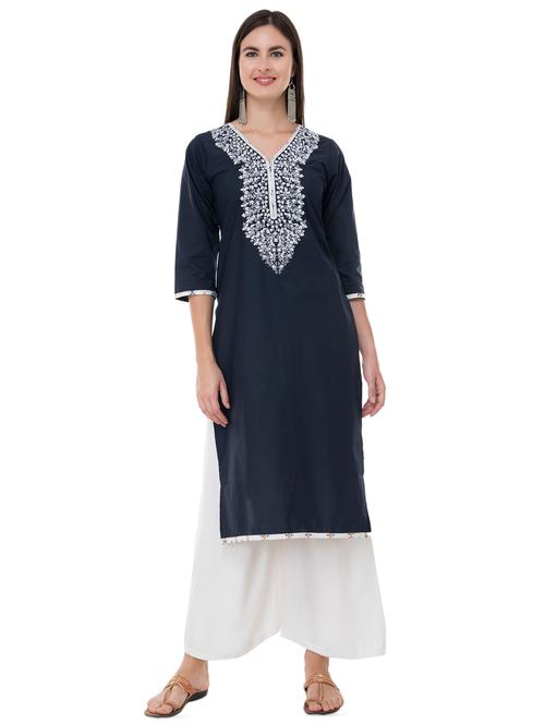 embroidered straight kurta - 16745002 - Very Small Image - 1