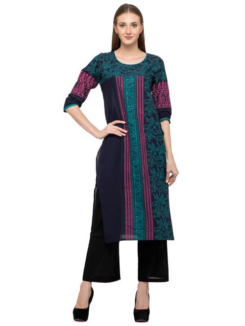 color block straight kurta - 16745047 - Very Small Image - 1