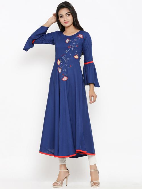 embroidered flared kurta - 16745263 - Very Small Image - 1