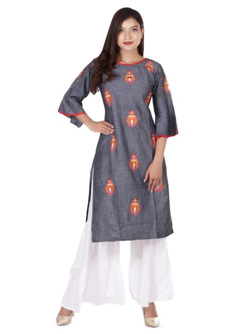 embroidered straight kurta - 16746403 - Very Small Image - 1
