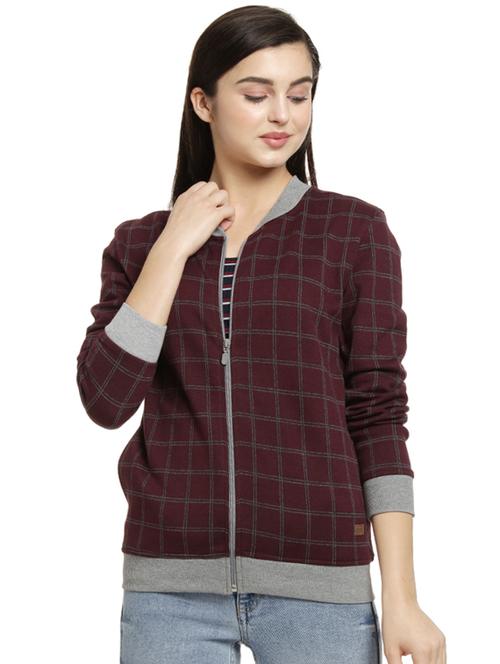 contrast ribbed checkered jacket - 16746436 - Very Small Image - 1