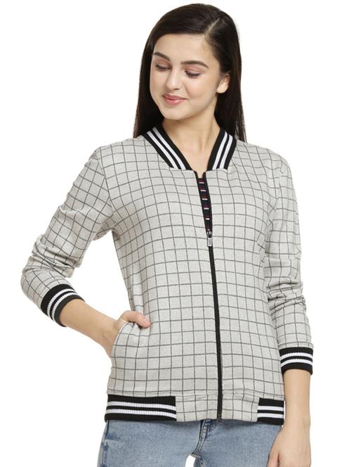 contrast ribbed checkered jacket - 16746437 - Very Small Image - 1