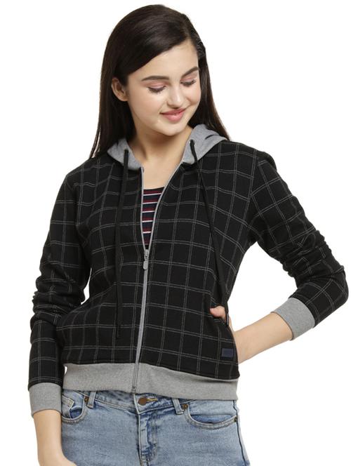 hooded neck checkered jacket - 16746439 - Very Small Image - 1