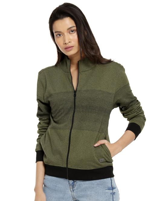 contrast ribbed turtle neck jacket - 16746441 - Very Small Image - 1