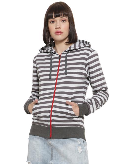 long sleeved striped hooded jacket - 16746471 - Very Small Image - 1
