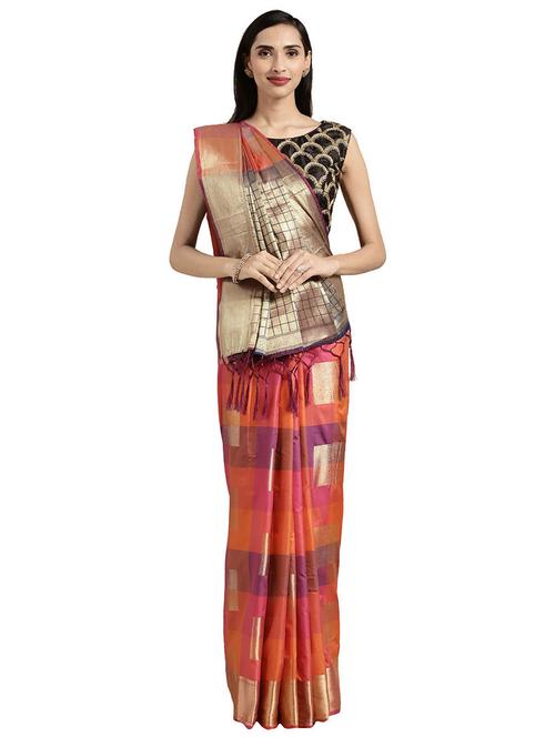 checkered kanjivaram saree - 16746848 - Very Small Image - 1