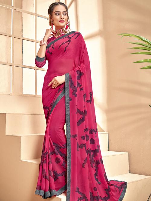 abstract printed saree with blouse - 16749905 - Very Small Image - 1