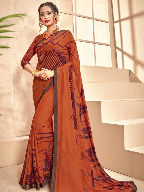 abstract printed saree with blouse - 16749907 - Very Small Image - 1
