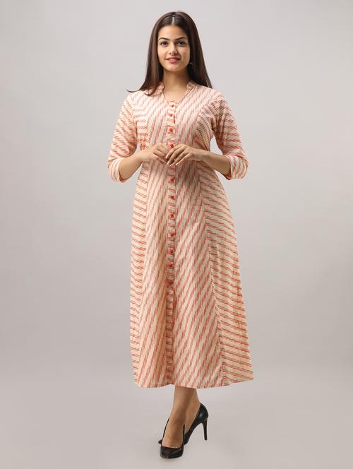 ikat print a-line ethnic dress - 16750033 - Very Small Image - 1