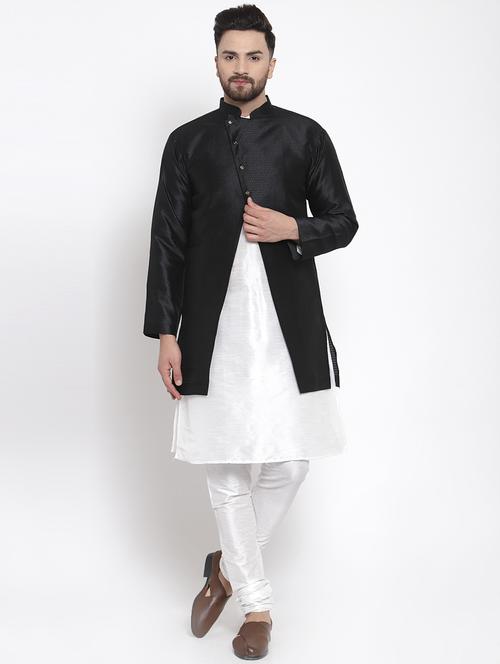 black silk blend sherwani set - 16750187 - Very Small Image - 1