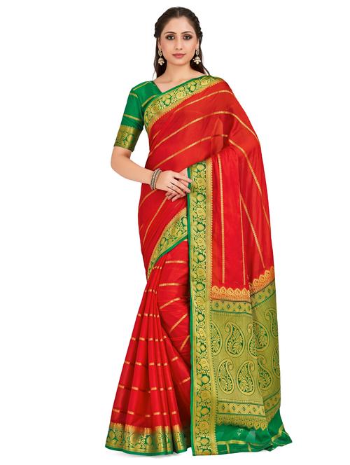 striped mysore silk saree - 16750471 - Very Small Image - 1