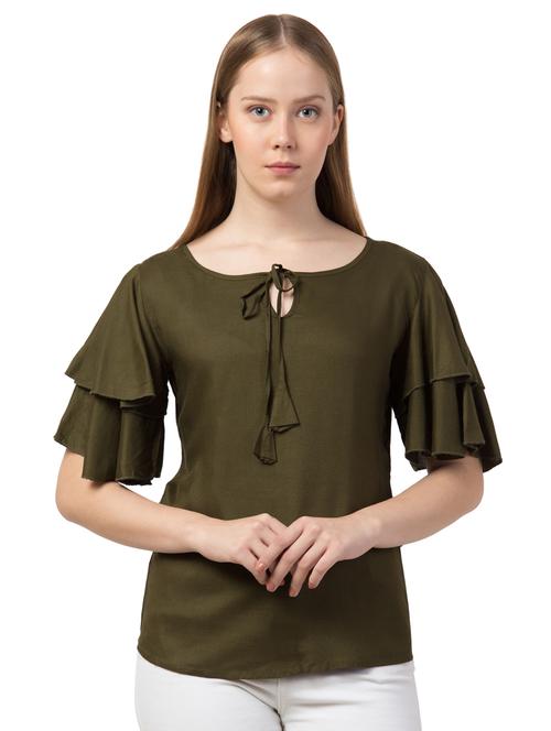 tie up neck bell sleeved top - 16750575 - Very Small Image - 1