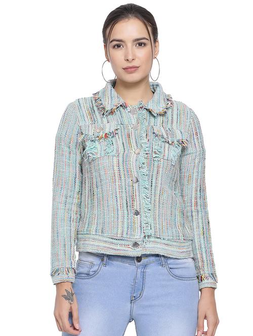 frayed detail shirt collar jacket - 16750751 - Very Small Image - 1