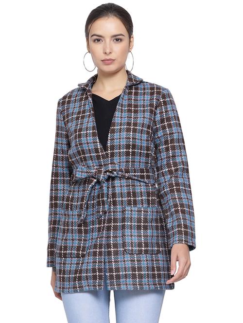 tie front checkered coat - 16750755 - Very Small Image - 1