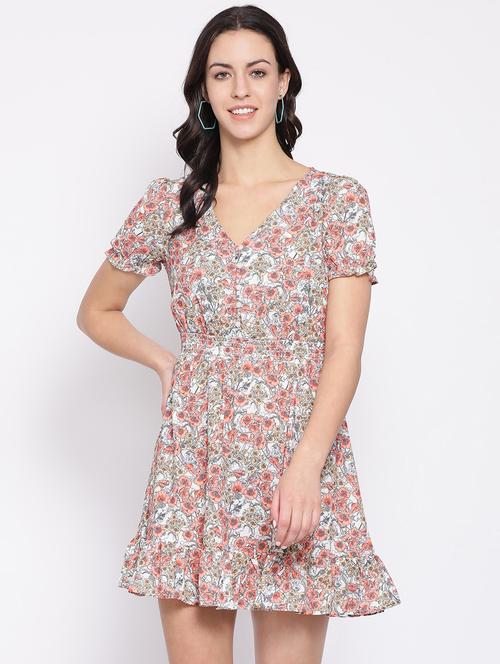 smocked waist puff sleeved a-line dress - 16750786 - Very Small Image - 1