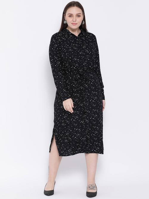 tie front shirt collar a-line dress - 16750789 - Very Small Image - 1