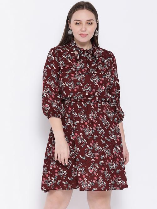 tie up neck floral a-line dress - 16750790 - Very Small Image - 1