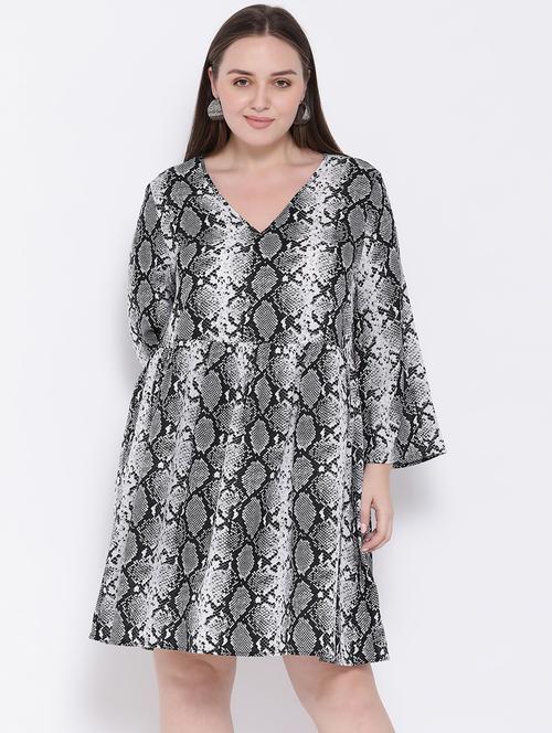 v-neck animal a-line dress - 16750793 - Very Small Image - 1