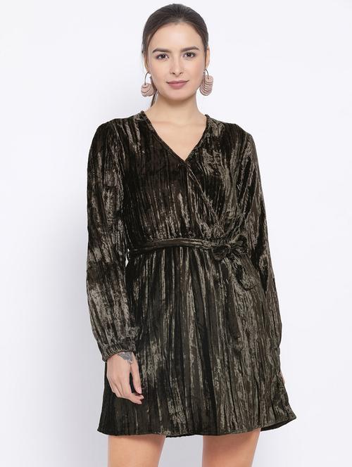 tie front metallic a-line dress - 16750804 - Very Small Image - 1