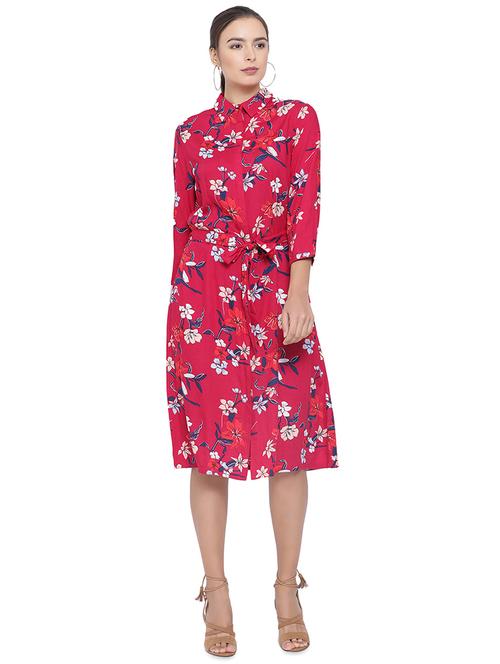 tie front floral shirt dress - 16750809 - Very Small Image - 1