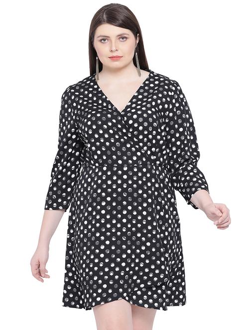 v-neck polka dot a-line dress - 16750857 - Very Small Image - 1