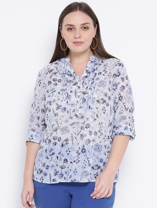 mandarin neck floral top - 16750861 - Very Small Image - 1