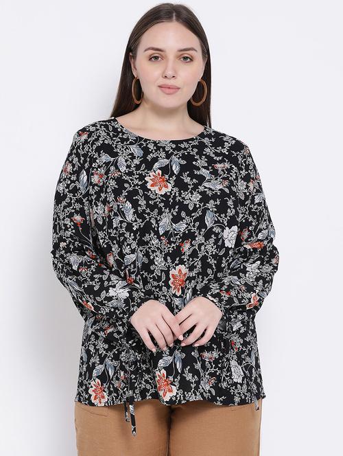tie up sleeved floral top - 16750878 - Very Small Image - 1