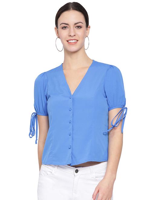 tie knot sleeved solid top - 16750886 - Very Small Image - 1