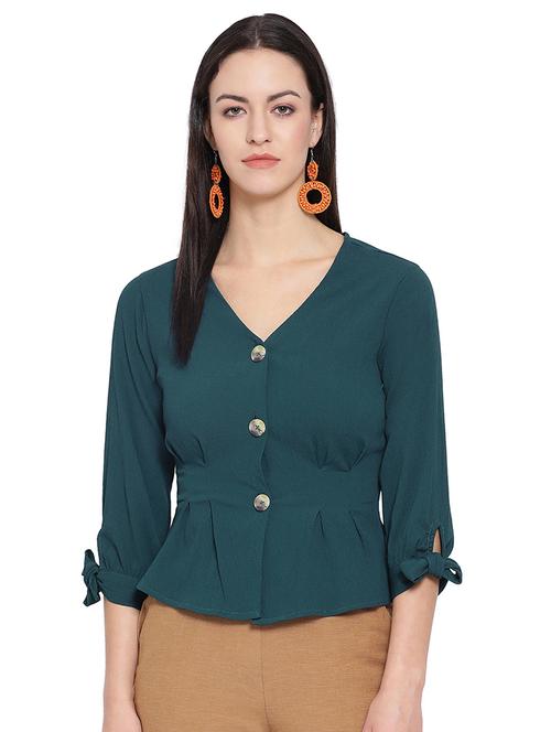 tie knot sleeved solid top - 16750910 - Very Small Image - 1