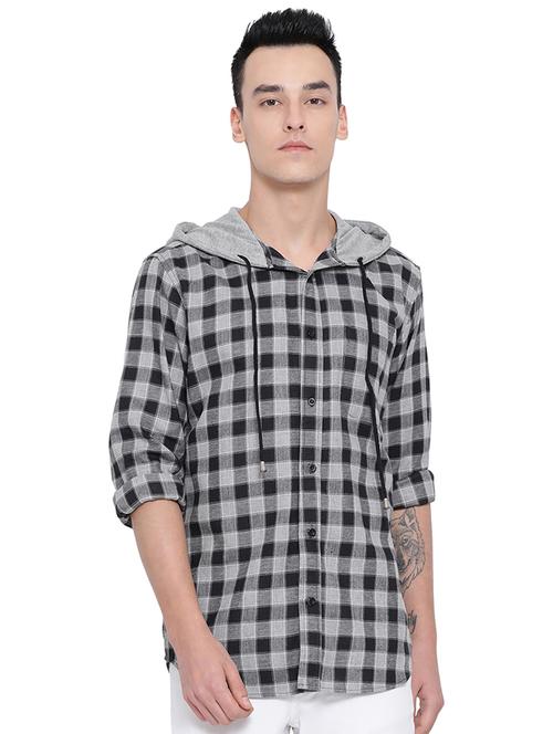 grey checkered casual shirt - 16751094 - Very Small Image - 1