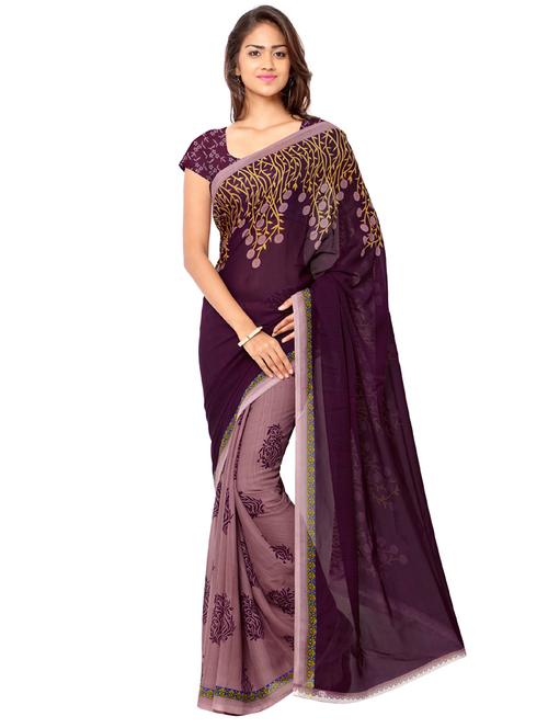 printed half & half saree with blouse - 16751547 - Very Small Image - 1