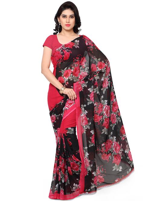 floral printed saree with blouse - 16751551 - Very Small Image - 1